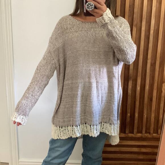 Free People- Haiku Deep side slit slouchy Sweater. S - Picture 12 of 13
